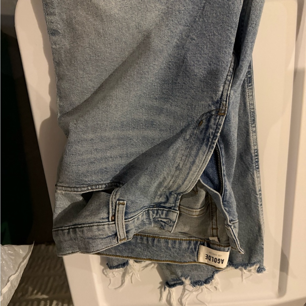Agolde Light Blue Frayed Hem Denim Jeans